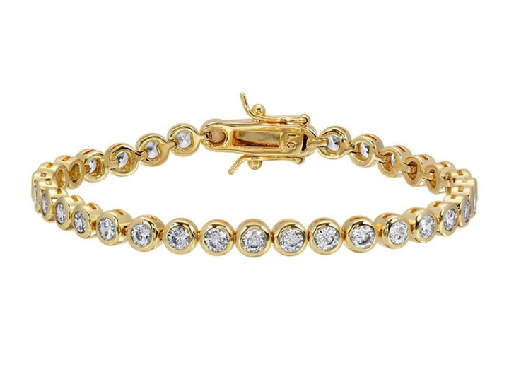 Gold and Round CZ Tennis Bracelet