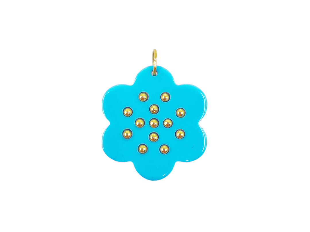 Studded Turquoise Floral Charm