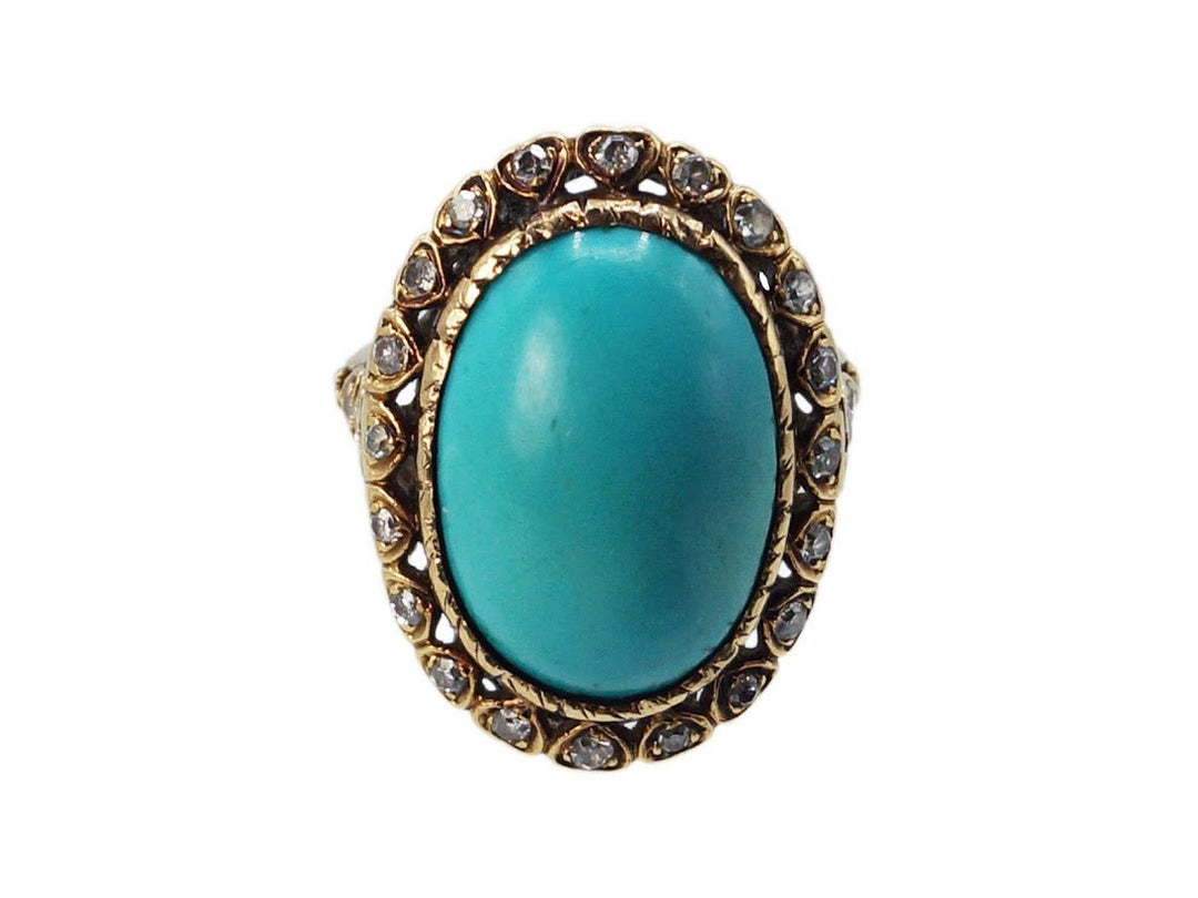 Edwardian Turquoise and Diamond Ring