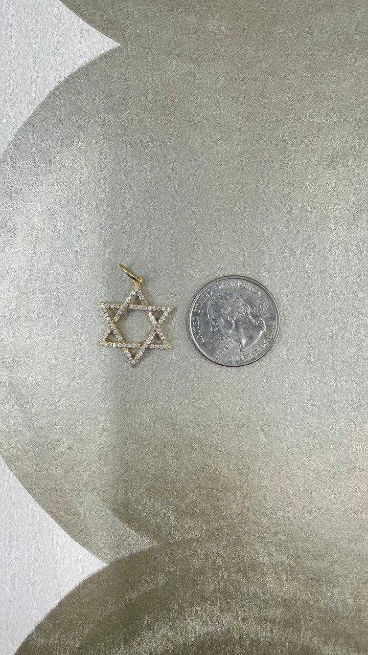 14k Diamond Star of David Charm