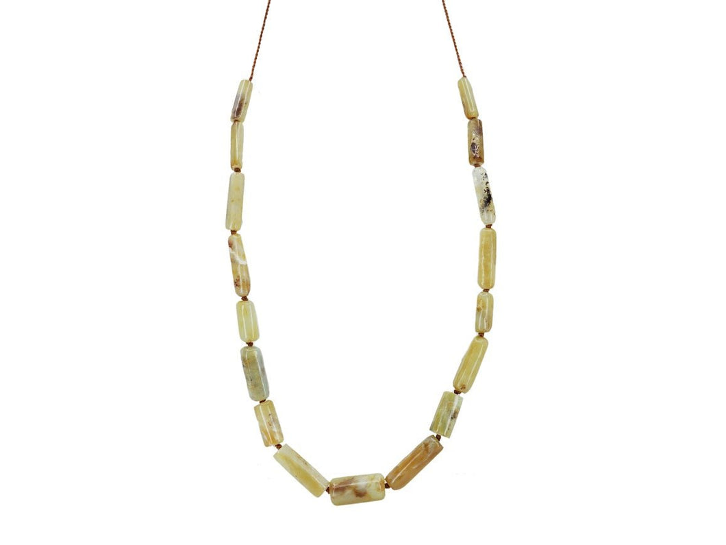 Yellow Opal Tube Bead Necklace