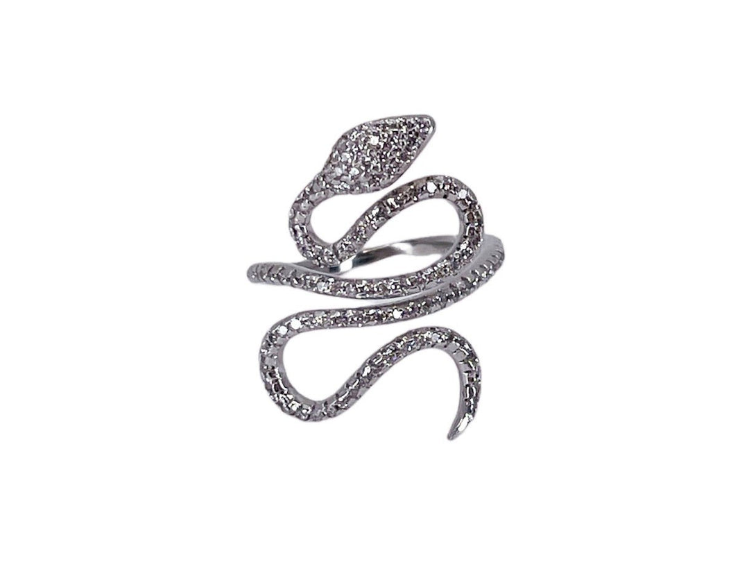 1970s 14k Diamond Snake Ring