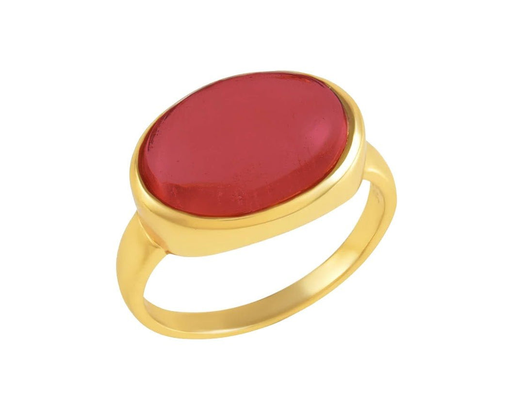 Ruby Red Oval Glass Ring