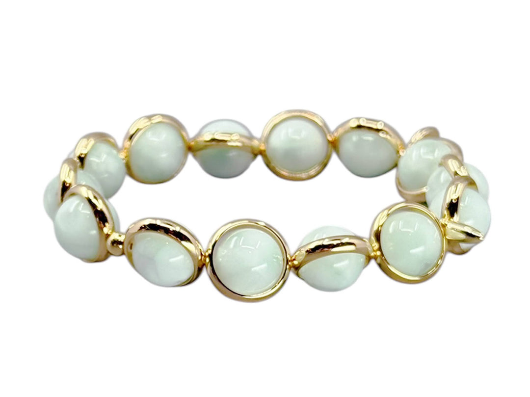 Green Angelite Bead Bracelet with Spikes