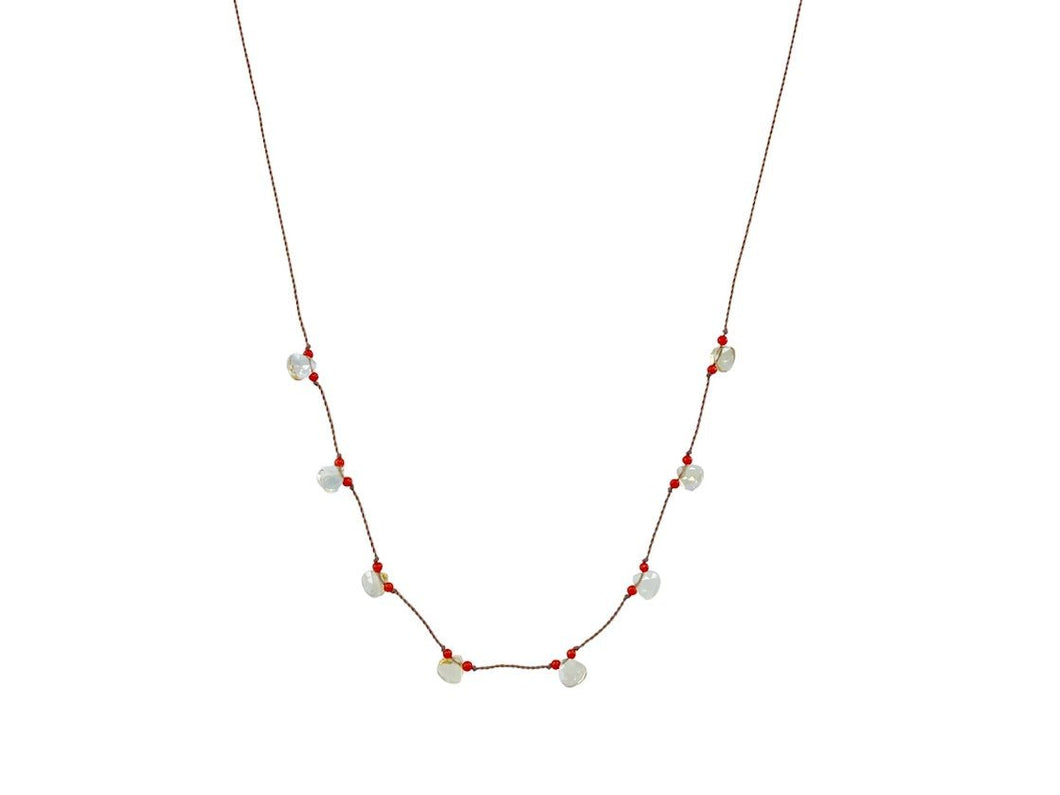 Citrine and Coral Petal Necklace