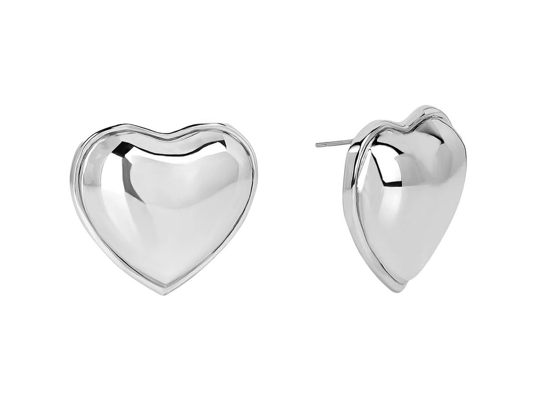 Silver Heart Stud Earrings