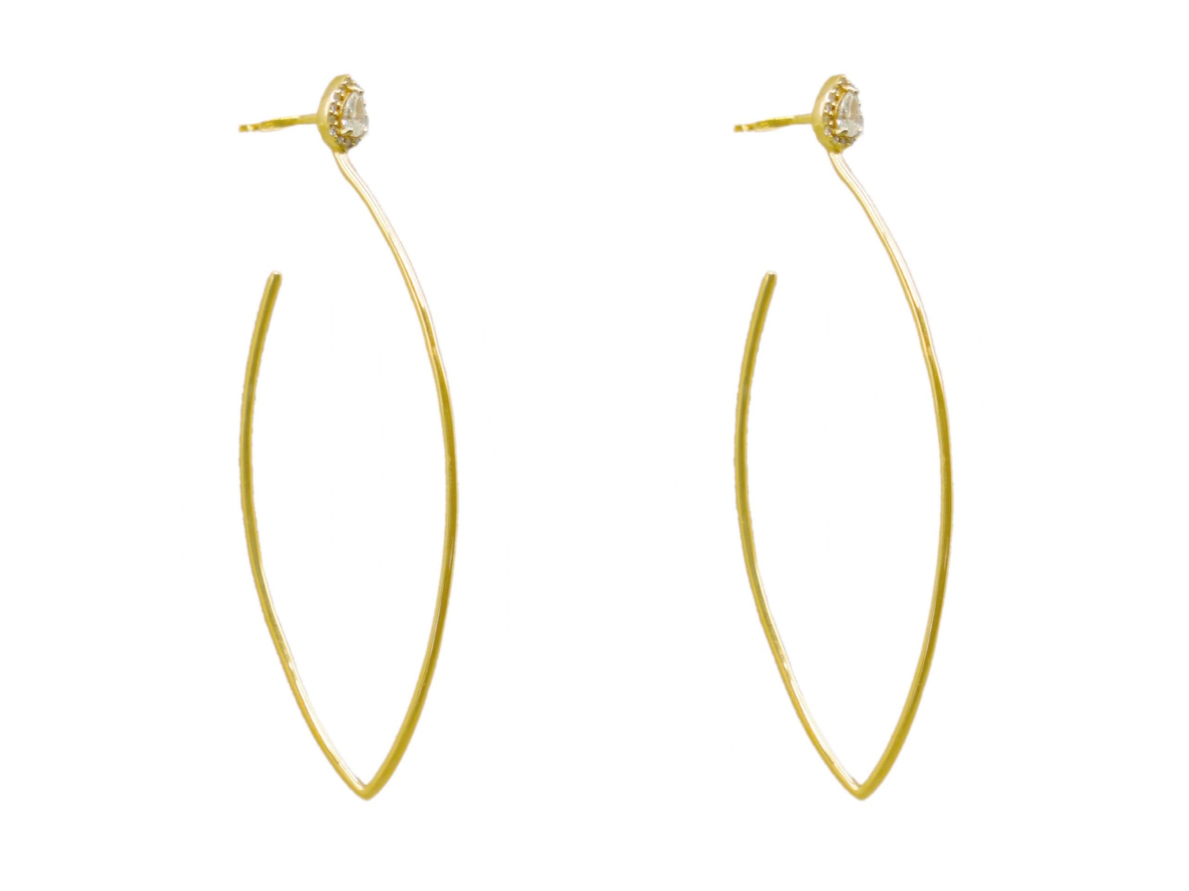 14k Diamond Stud V Hoop
