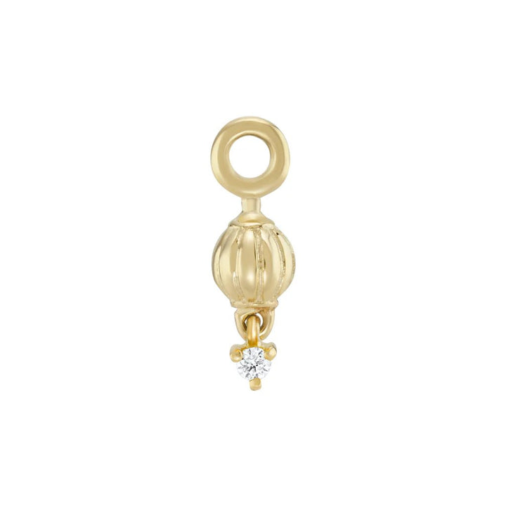 9k Small Lantern Droplet Earring Charm with Diamond