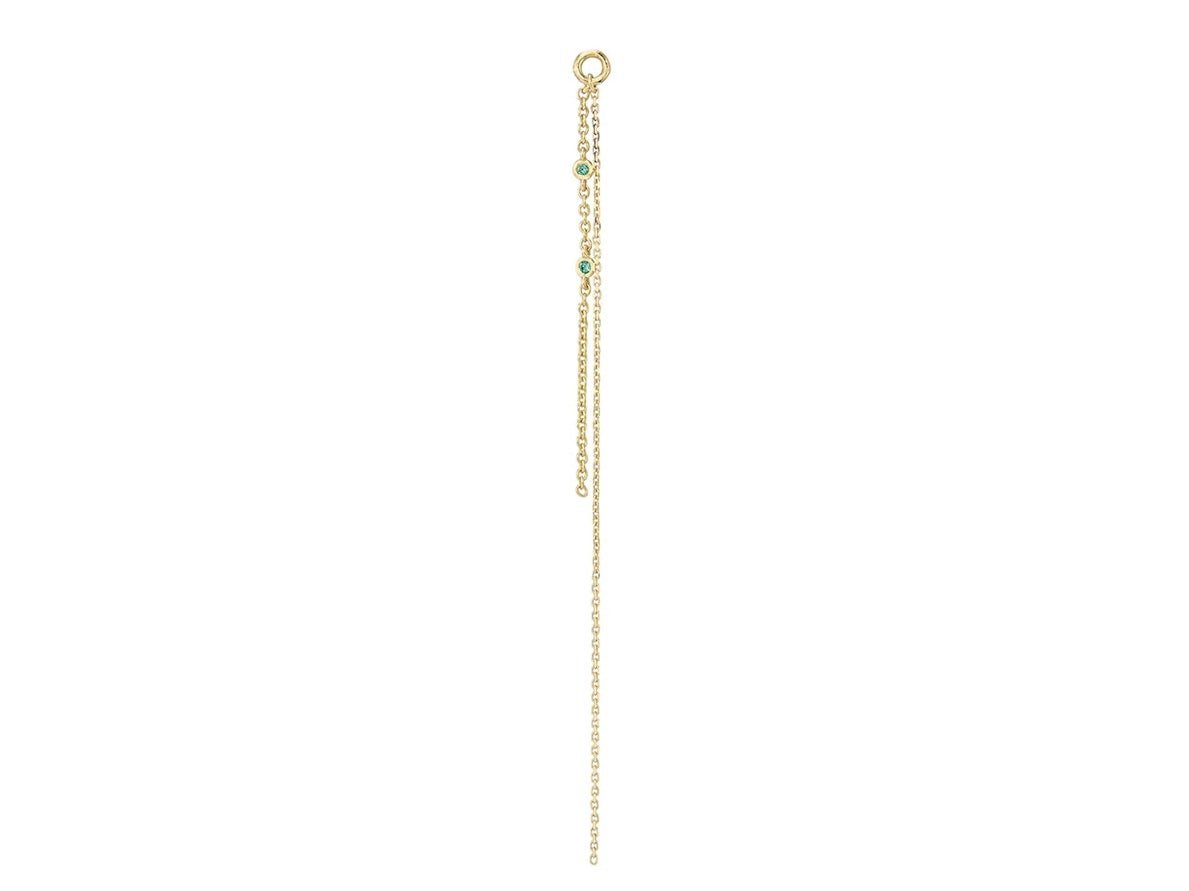 9k Duo Chain Ear Charm with Emeralds
