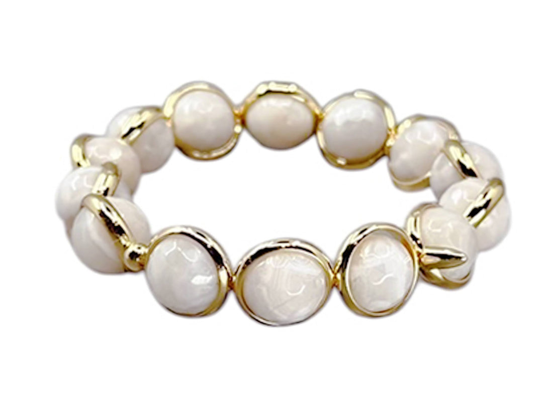 White Lace Agate Bracelet with Spikes