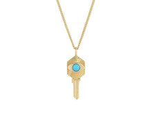 Load image into Gallery viewer, Seeing Eye Key Pendant Necklace with Turquoise Enamel

