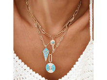 Load image into Gallery viewer, Seeing Eye Key Pendant Necklace with Turquoise Enamel
