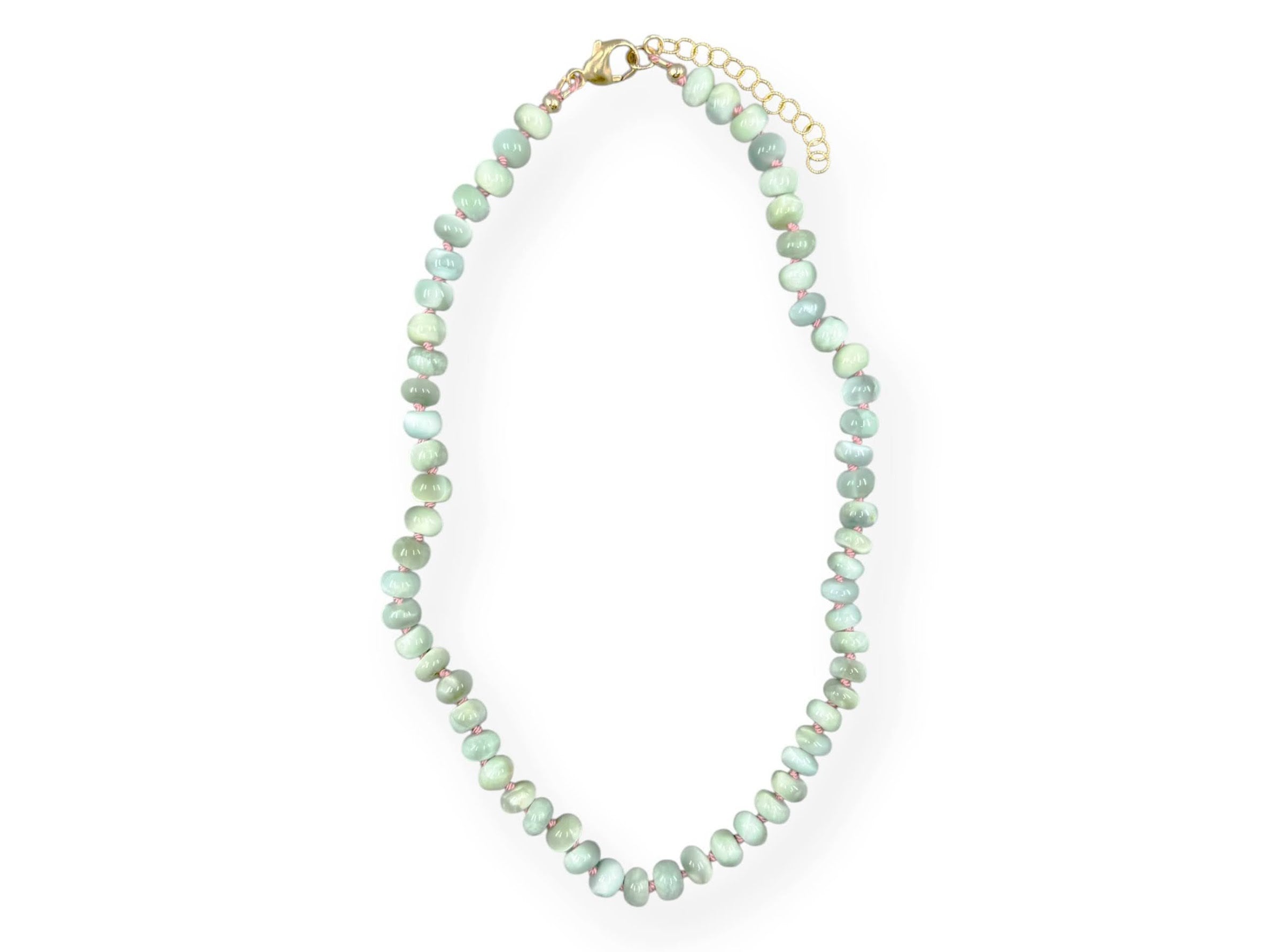 Green Moonstone on Silk Necklace