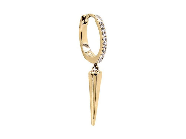 14k and Diamond Dangling Spike Huggie Hoop