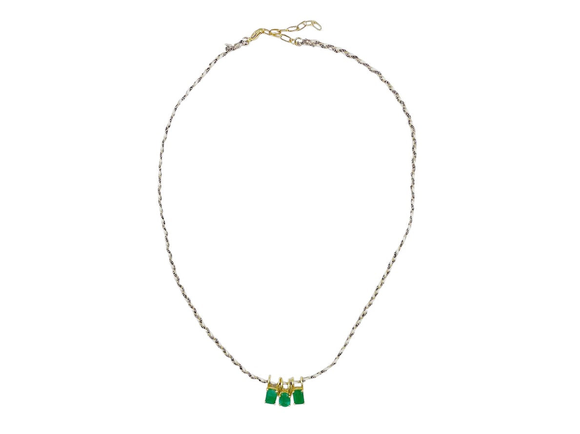 Triple Emerald Charm Necklace