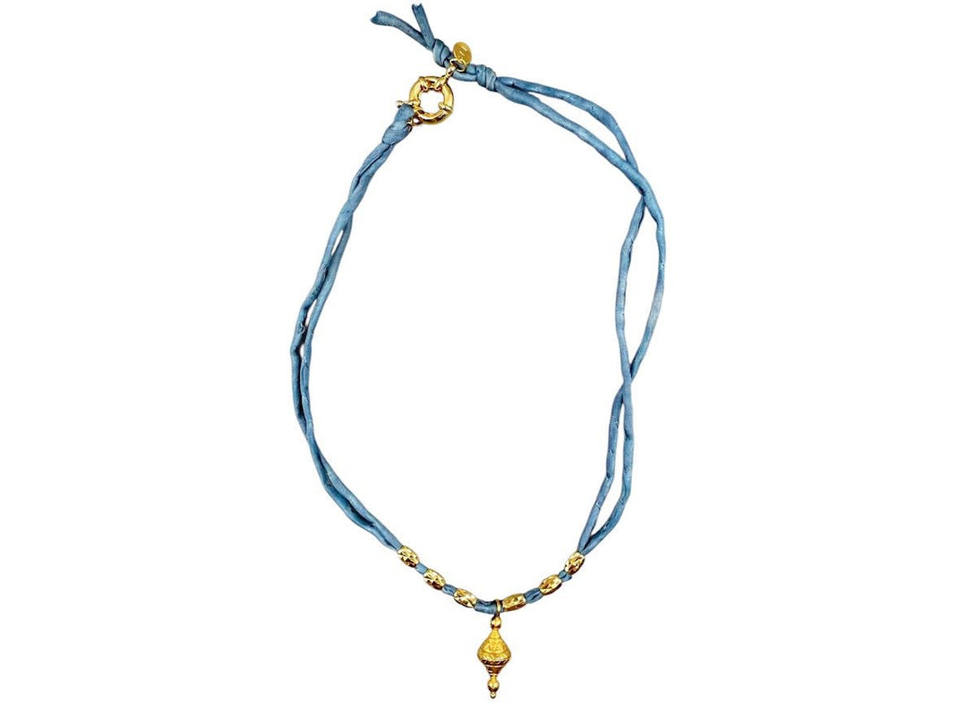 Denim Blue Silk Jaipur Necklace