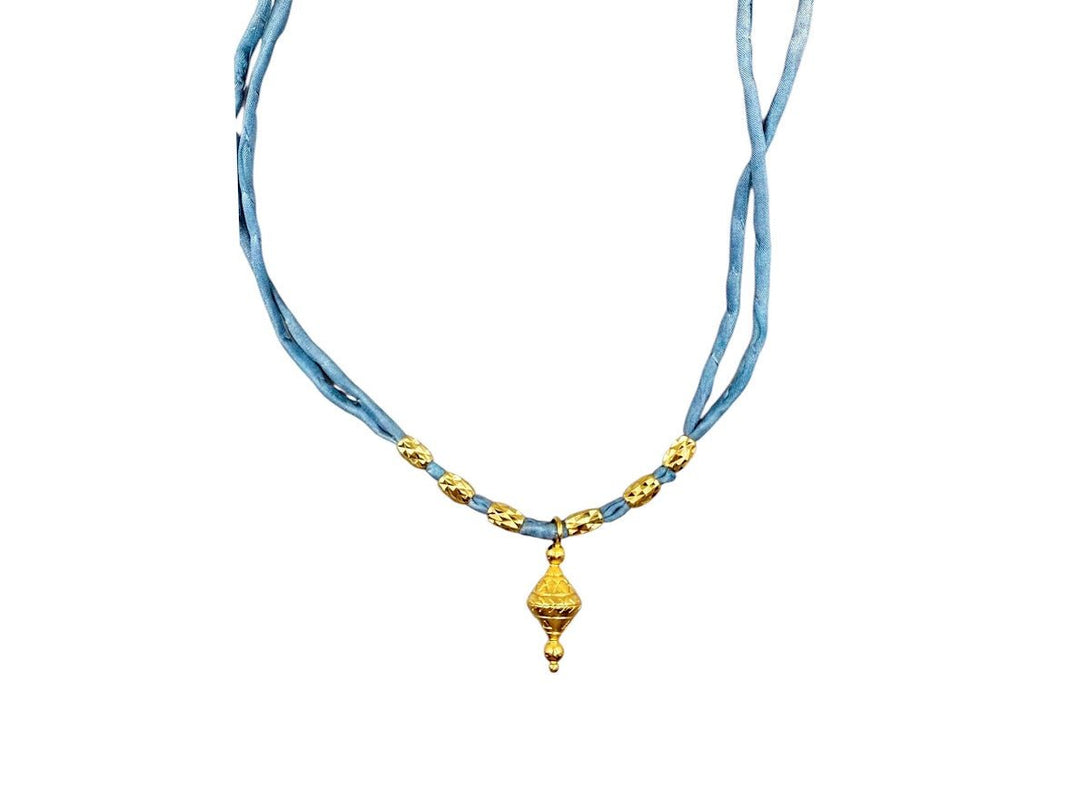 Denim Blue Silk Jaipur Necklace