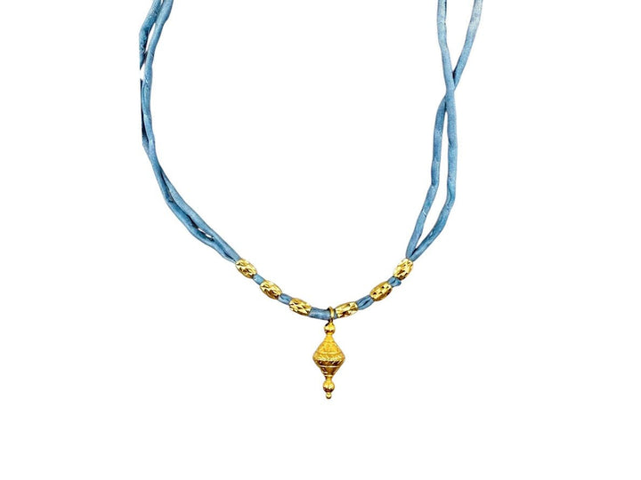 Denim Blue Silk Jaipur Necklace