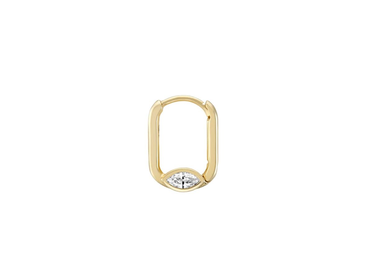 9k Marquise Diamond Oval Clicker Hoop
