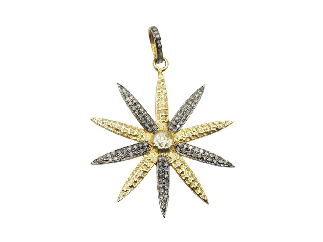 GV/SS Hammered Star Charm with Pave Diamonds