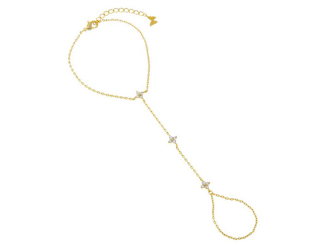 Floral CZ Hand Chain Bracelet
