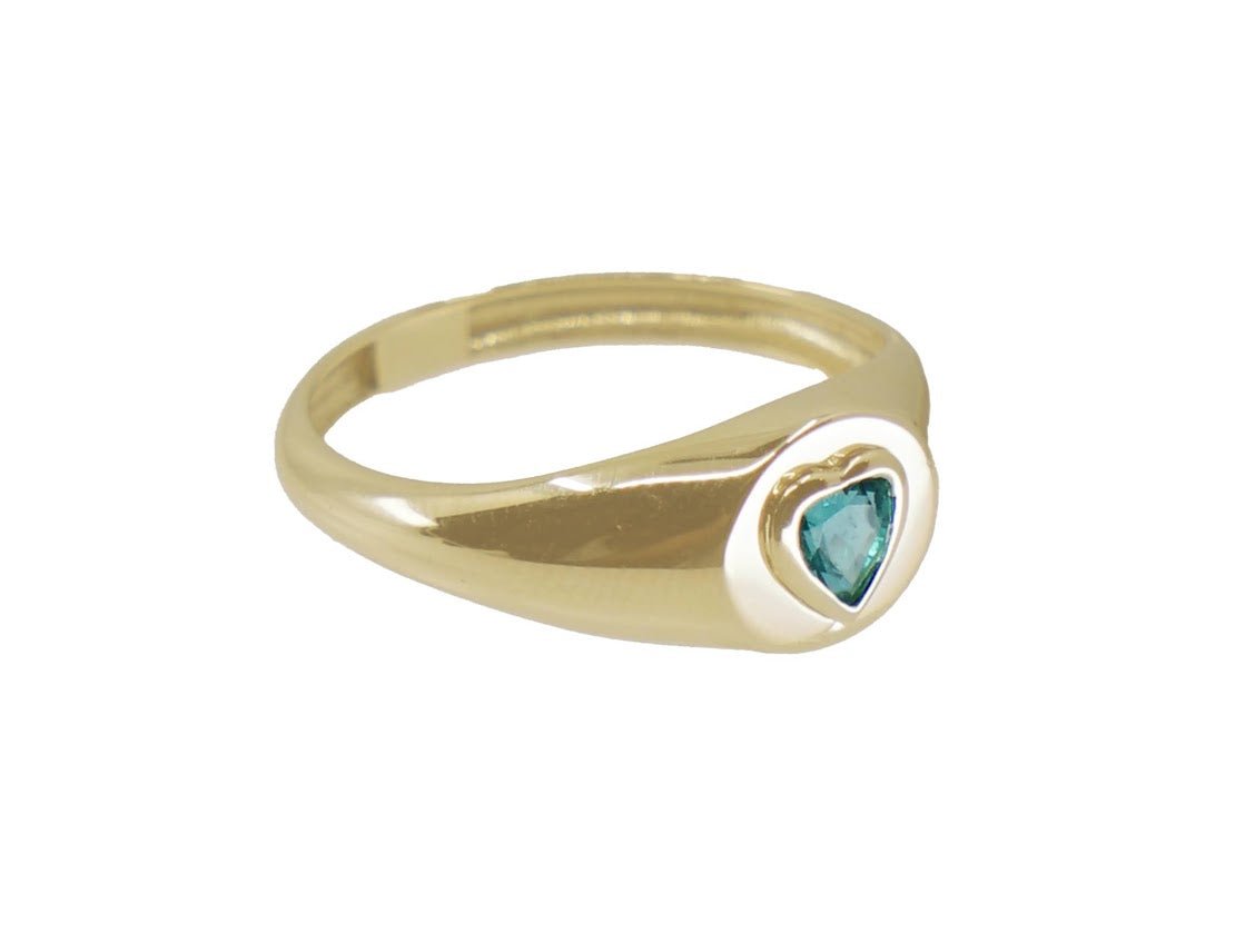 Emerald Heart Signet Ring