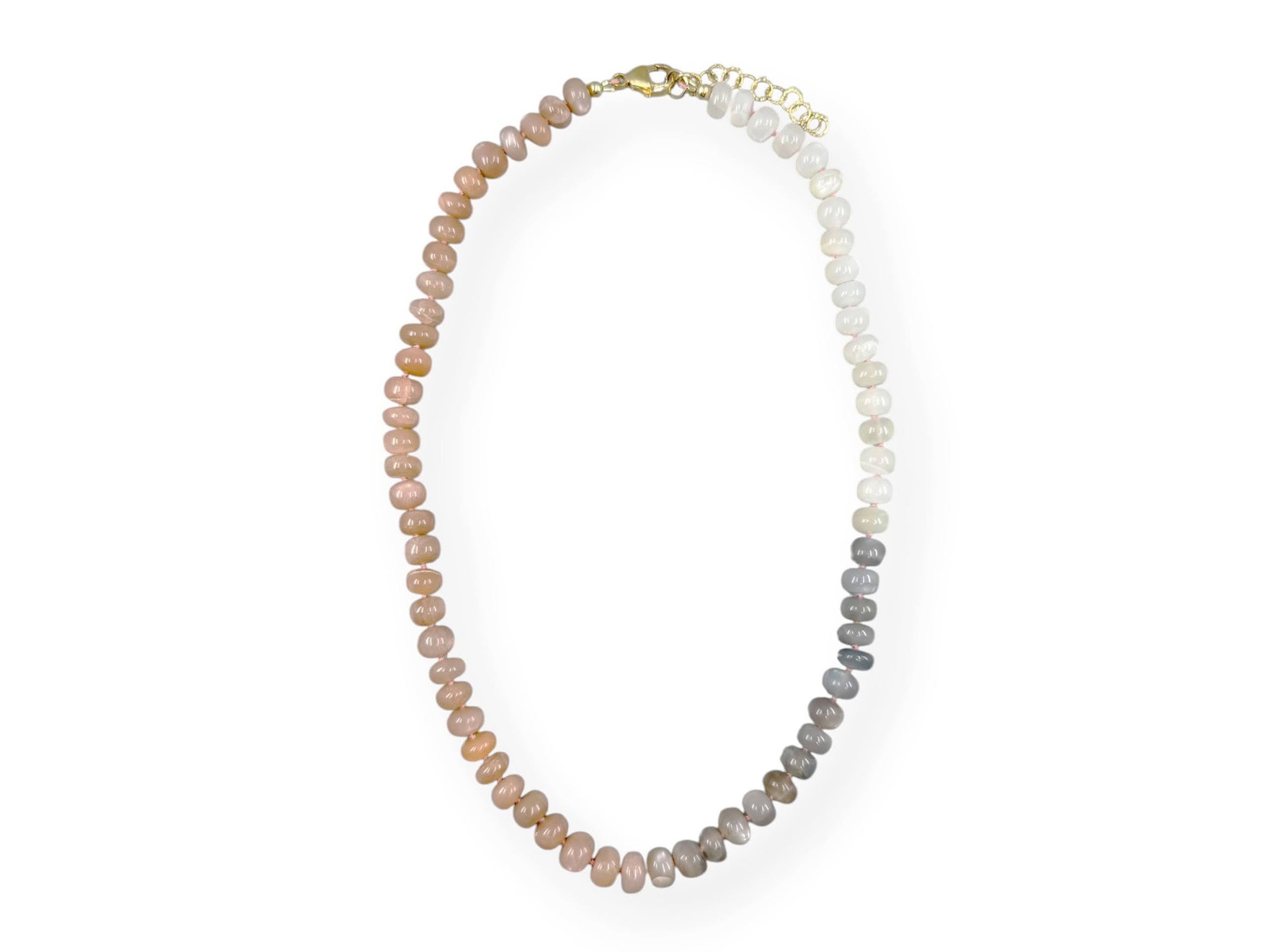 Multicolor Moonstone on Silk Necklace