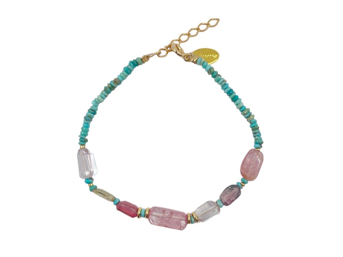 Turquoise Bracelet with Large Tourmaline Stones