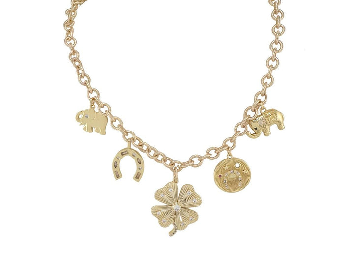 Gold Lucky Elephant Charm Necklace