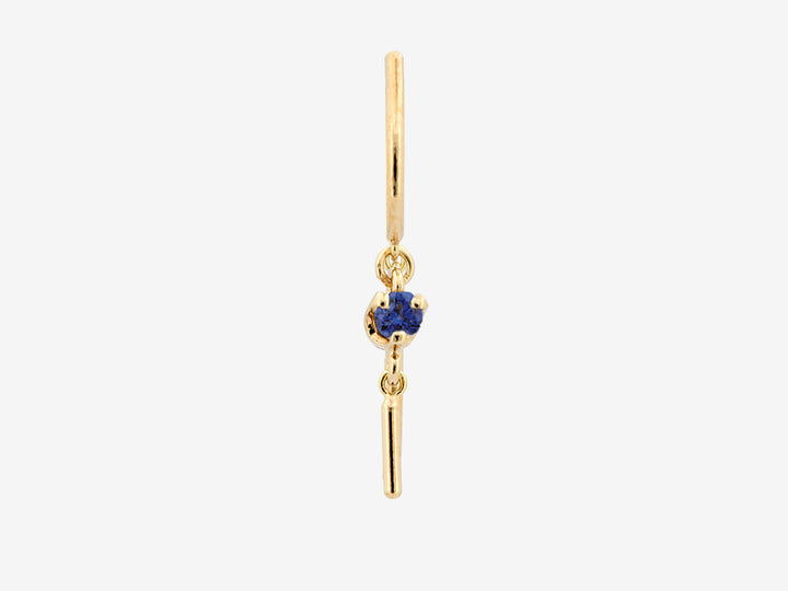 14k Small Threader-Style Dangling Hoop Earring with Sapphire