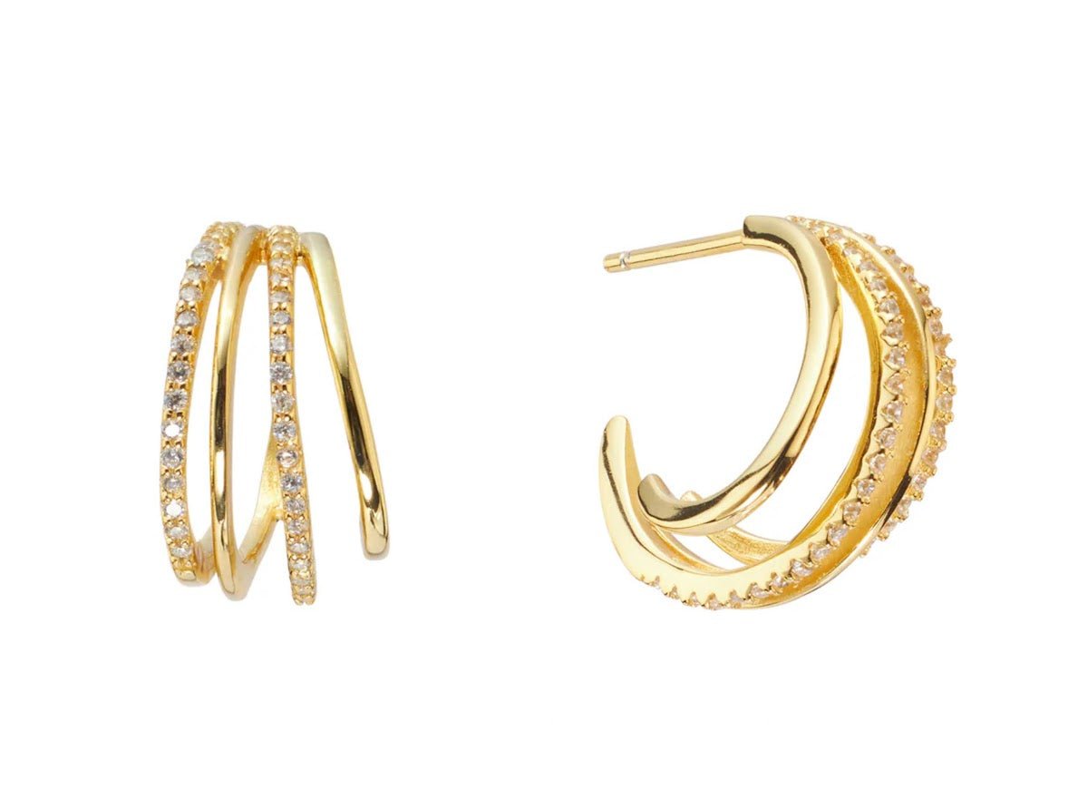 Four-Row Hoops with CZs