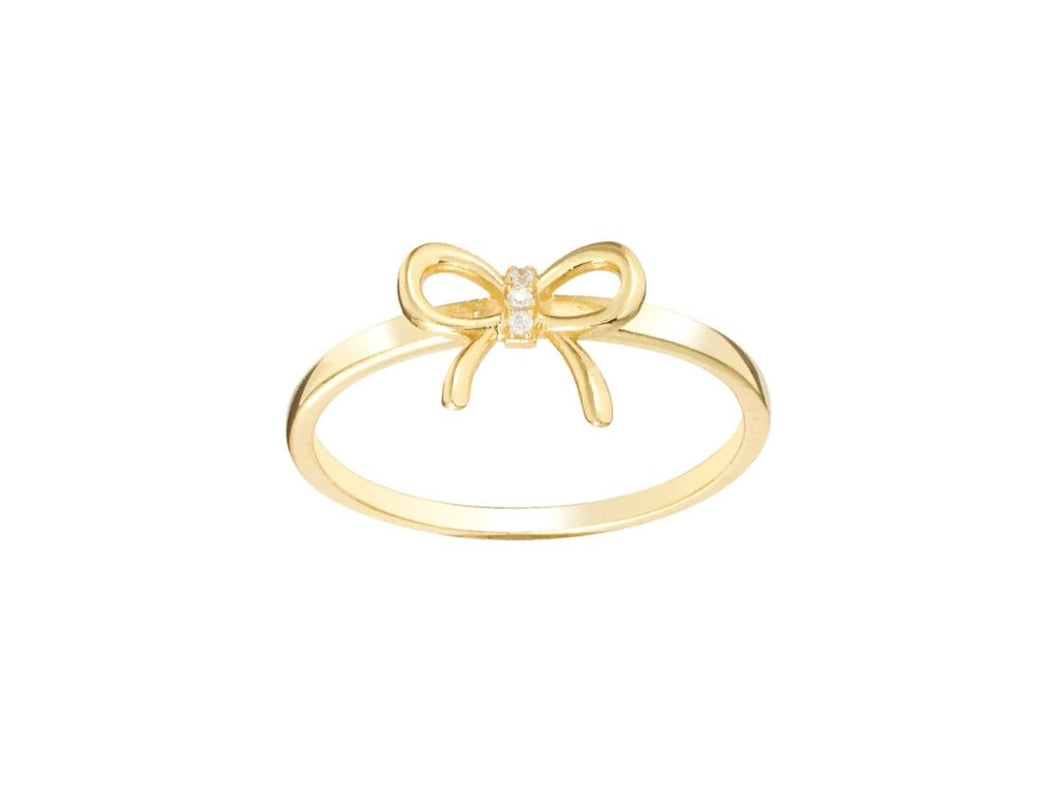 Gold Bow Ring with CZs