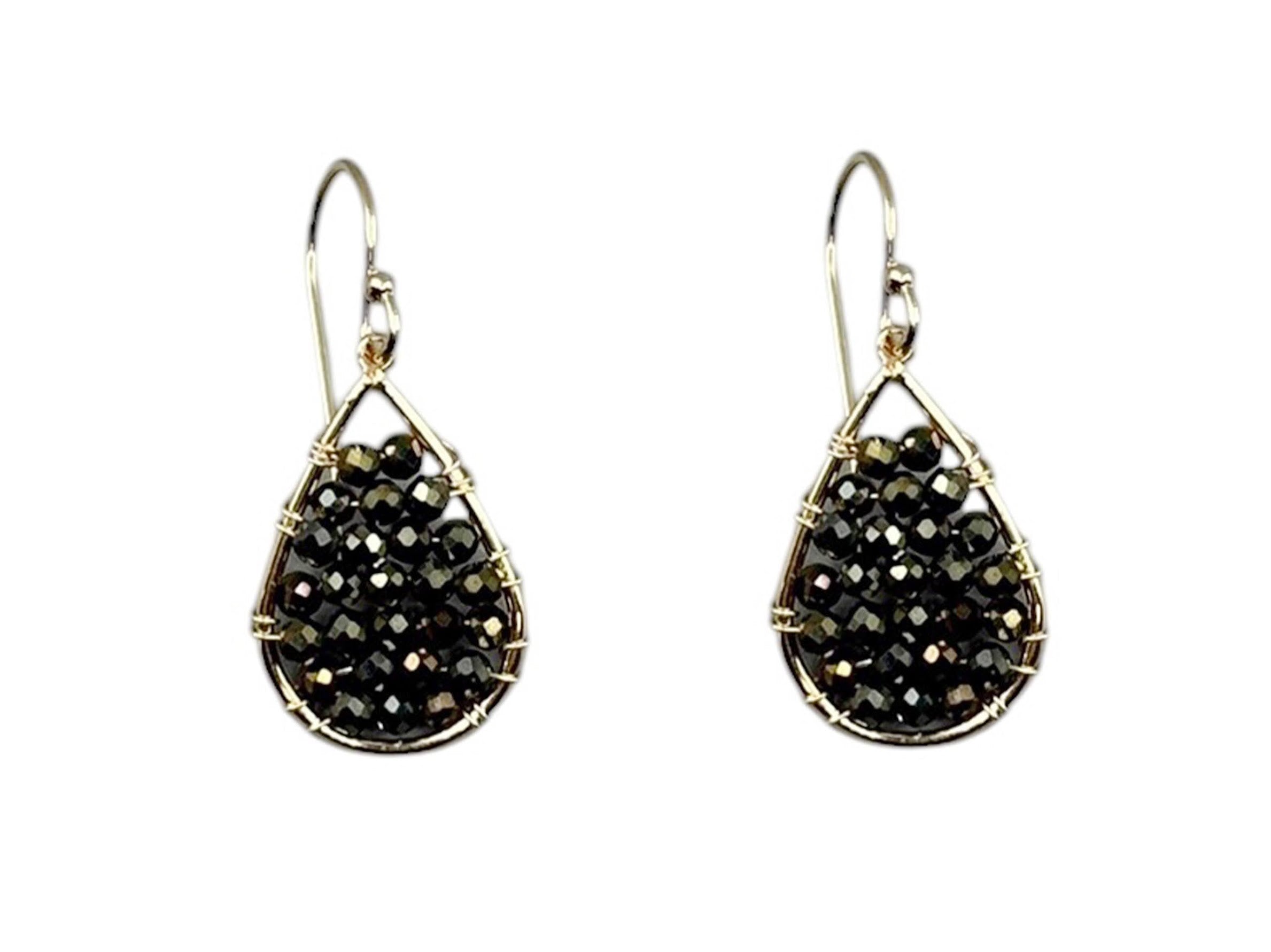 Micro Pyrite Teardrop Earrings