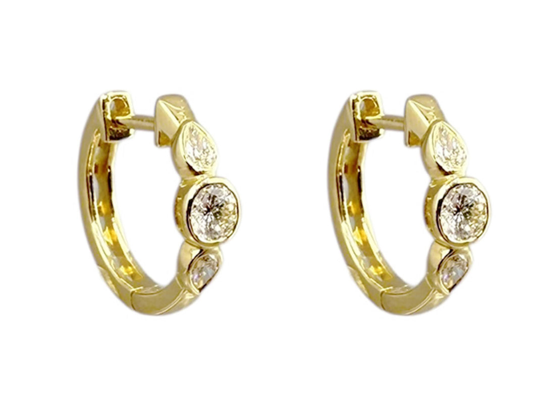 14k Small Hoop Earrings with Diamonds
