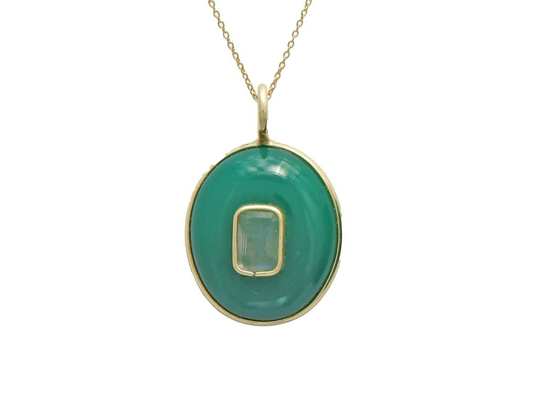 Green Onyx and Labradorite Charm Necklace
