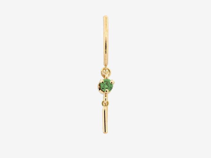 14k Small Threader-Style Dangling Hoop Earring with Emerald