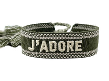 Load image into Gallery viewer, Woven Dark Green J&#39;Adore Bracelet
