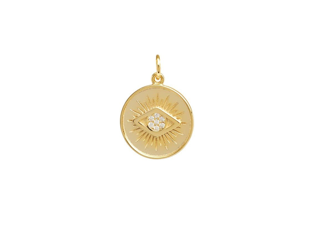 Gold Evil Eye Charm with CZs