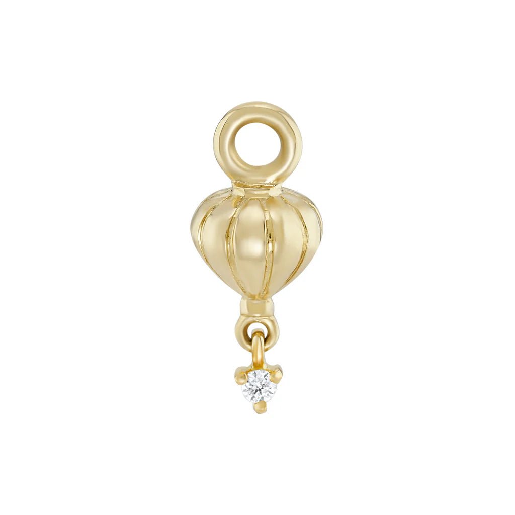 9k Large Lantern Droplet Earring Charm with Diamond