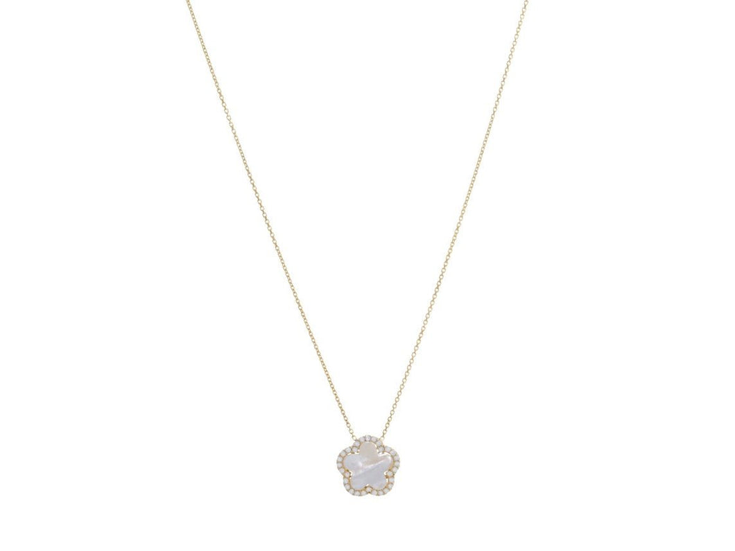 MOP and CZ Clover Necklace