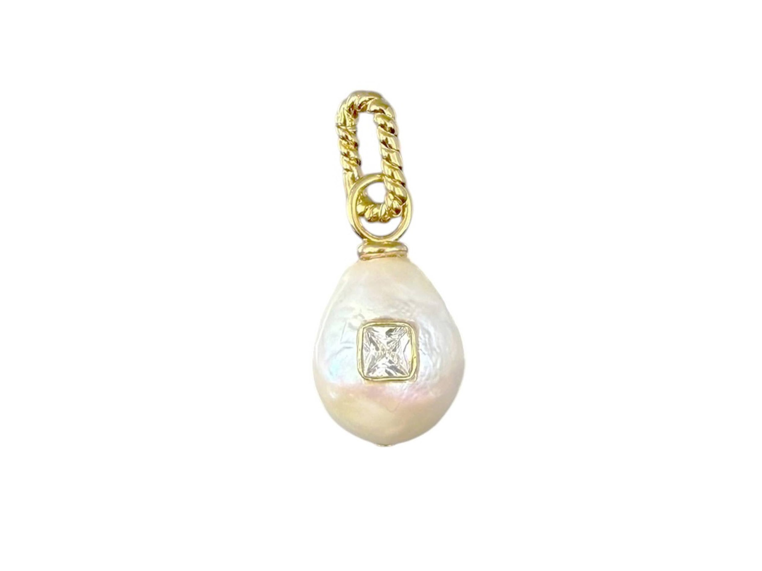 Freshwater Pearl Charm with Natural Zircon