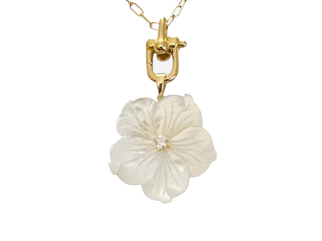 Mother of Pearl Flower Charm Necklace