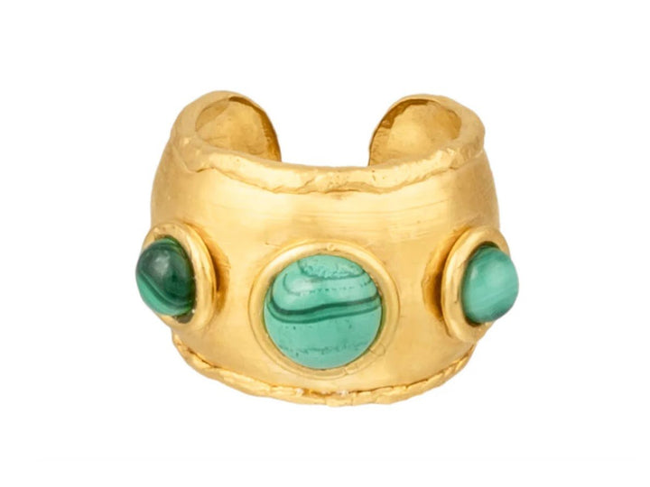 Wide Band Ring with Malachite