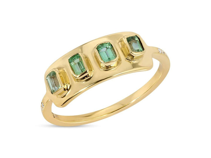 14k Green Tourmaline and Diamond Ring