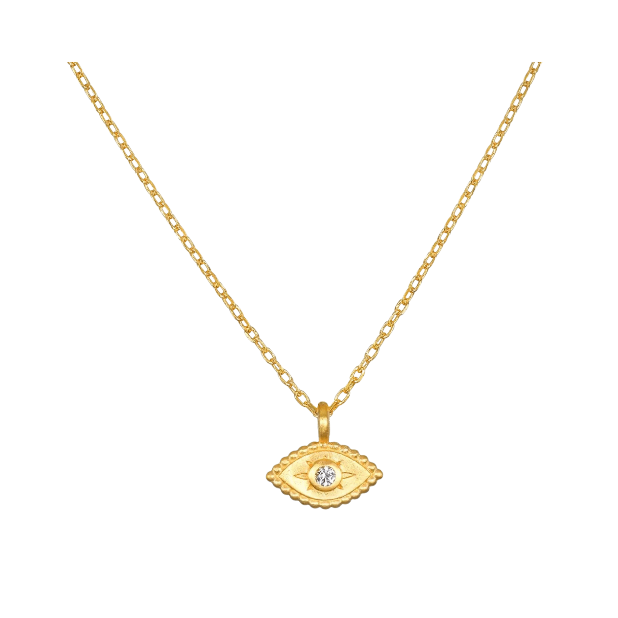 Gold and White Topaz Evil Eye Necklace
