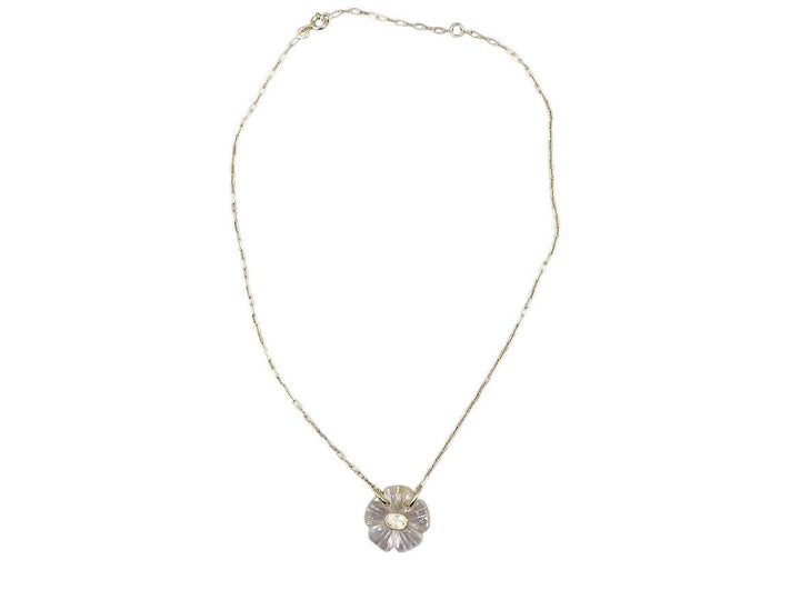 Rutilated Quartz Joy Flower Necklace with Oval Citrine