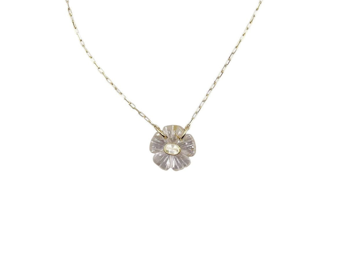 Rutilated Quartz Joy Flower Necklace with Oval Citrine