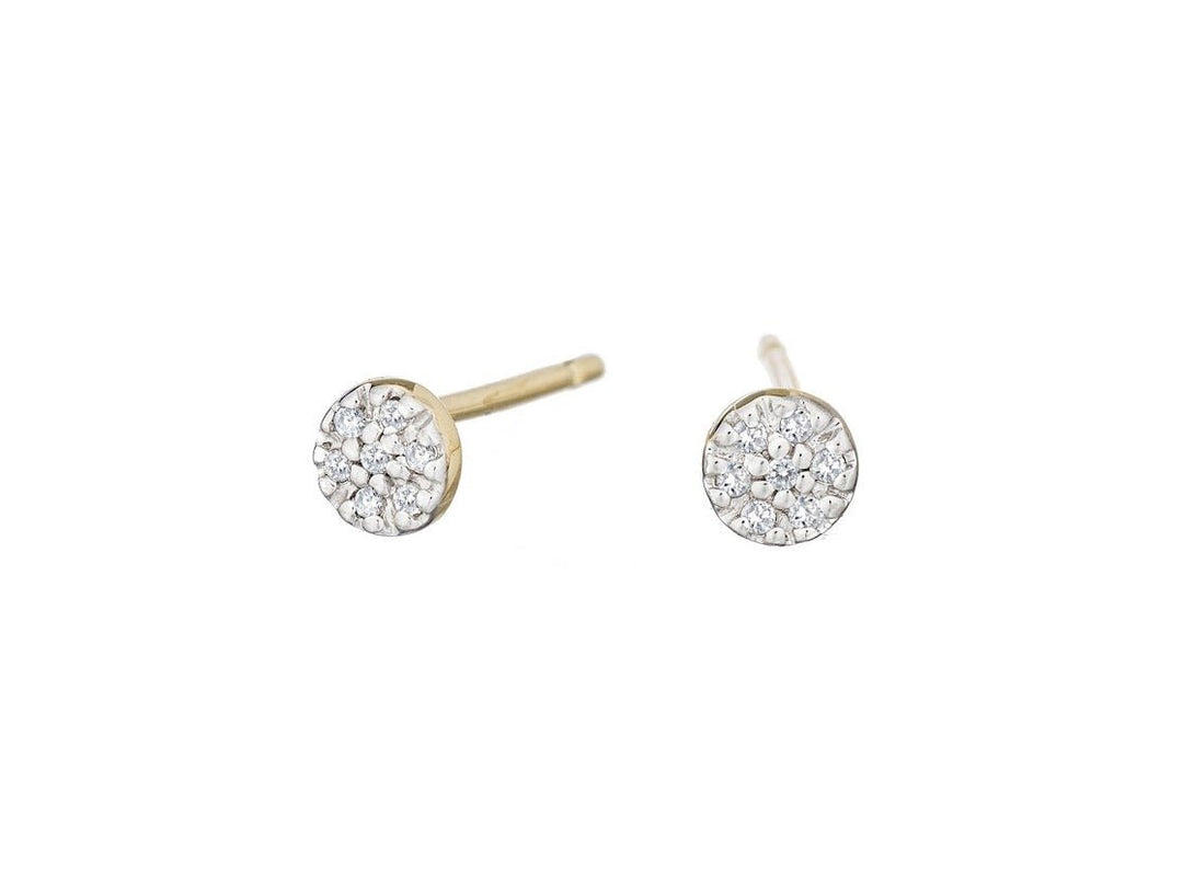 14k Diamond Pave Disc Earrings