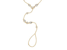 Load image into Gallery viewer, Gold Hand Chain with Teardrop and Round CZs
