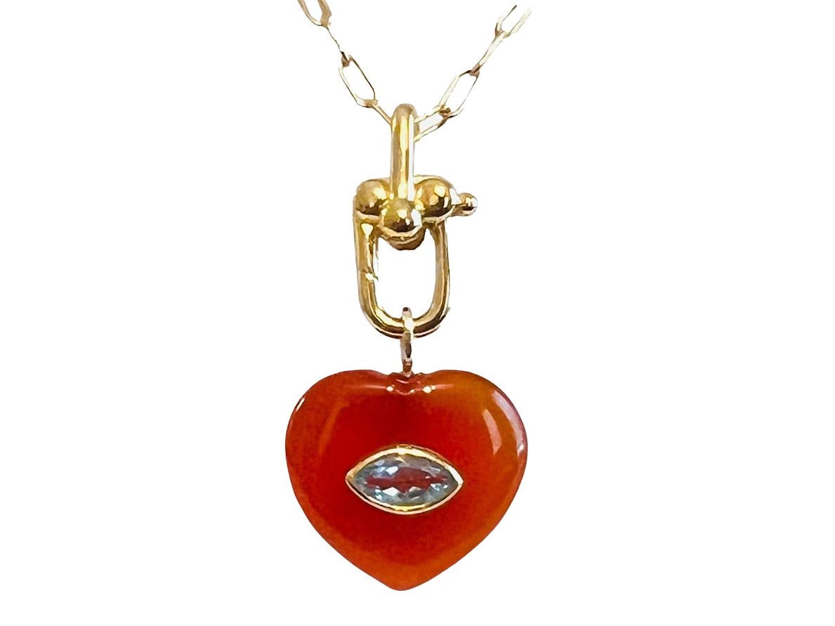 Carnelian and Topaz Heart Charm Necklace